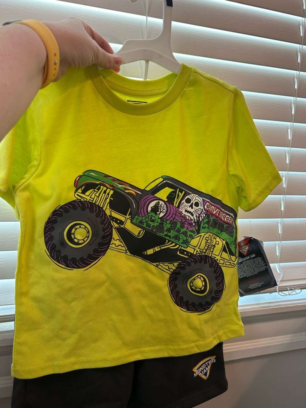 Kids Neon Yellow Monster Truck Matching Set - Unbranded